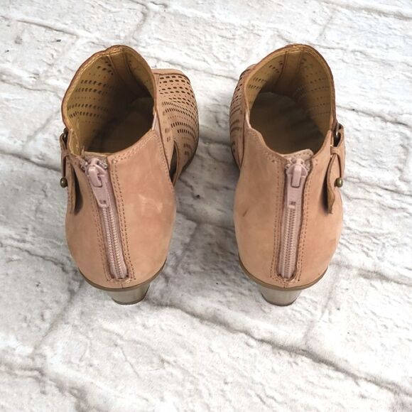 Earth Nubuck Perforated Peeptoe Booties - Picture 2 of 8